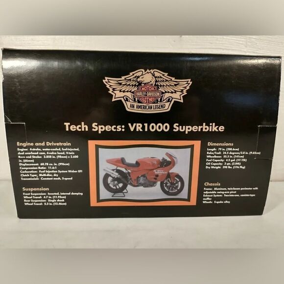 Harley Davidson Superbike VR 1000 1:9 Scale Metal Replica HD 98209-95V  NIB - Picture 2 of 11
